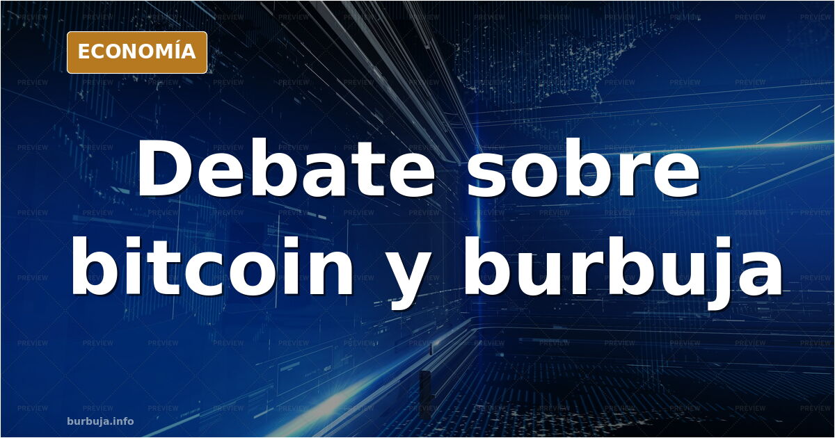 Ilustración editorial de una moneda dorada de bitcoin flotando sobre una ciudad de edificios vacíos en azul marino