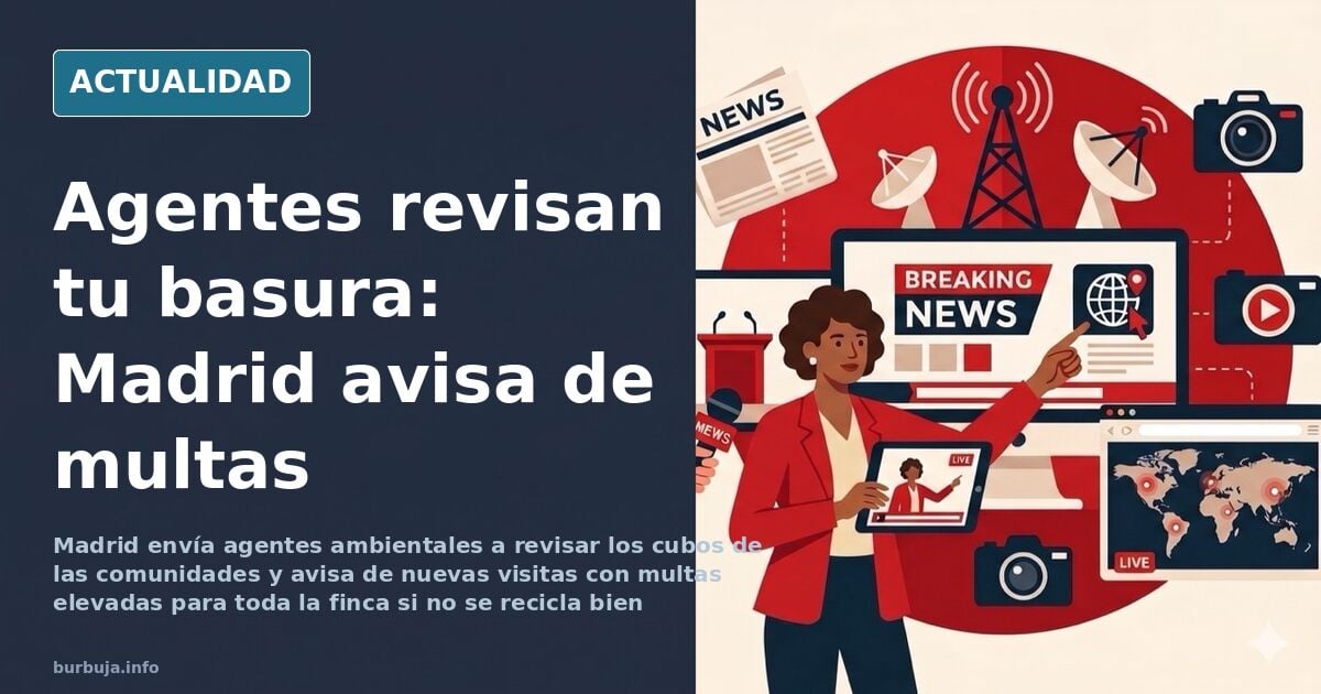 Agente ambiental revisando un contenedor de basura en el interior de una comunidad de vecinos de Madrid