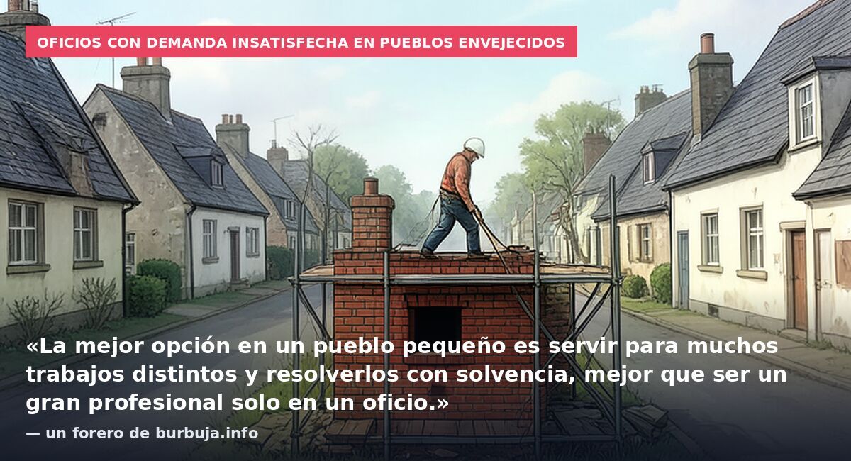 Oficios con demanda insatisfecha en pueblos envejecidos: «La mejor opción en un pueblo pequeño es servir para muchos trabajos distintos y resolverlos con solvencia, mejor que ser un gran profesional solo en un oficio.» — un forero de burbuja.info