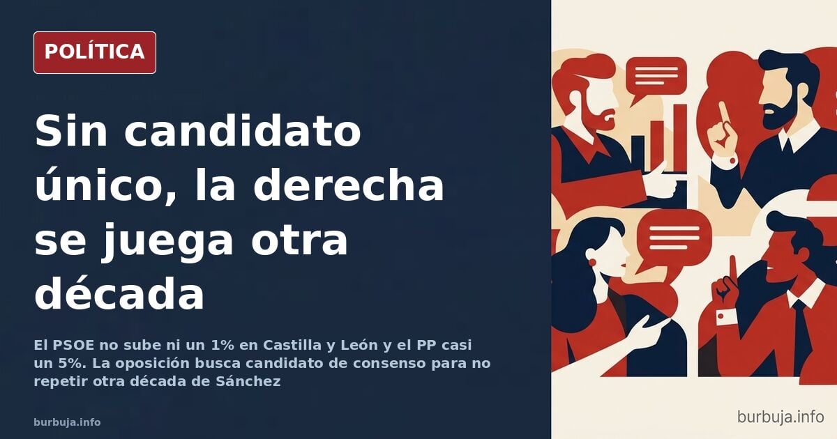 Caricatura editorial de una urna y un podio vacío que ilustran la falta de candidato de consenso contra Sánchez