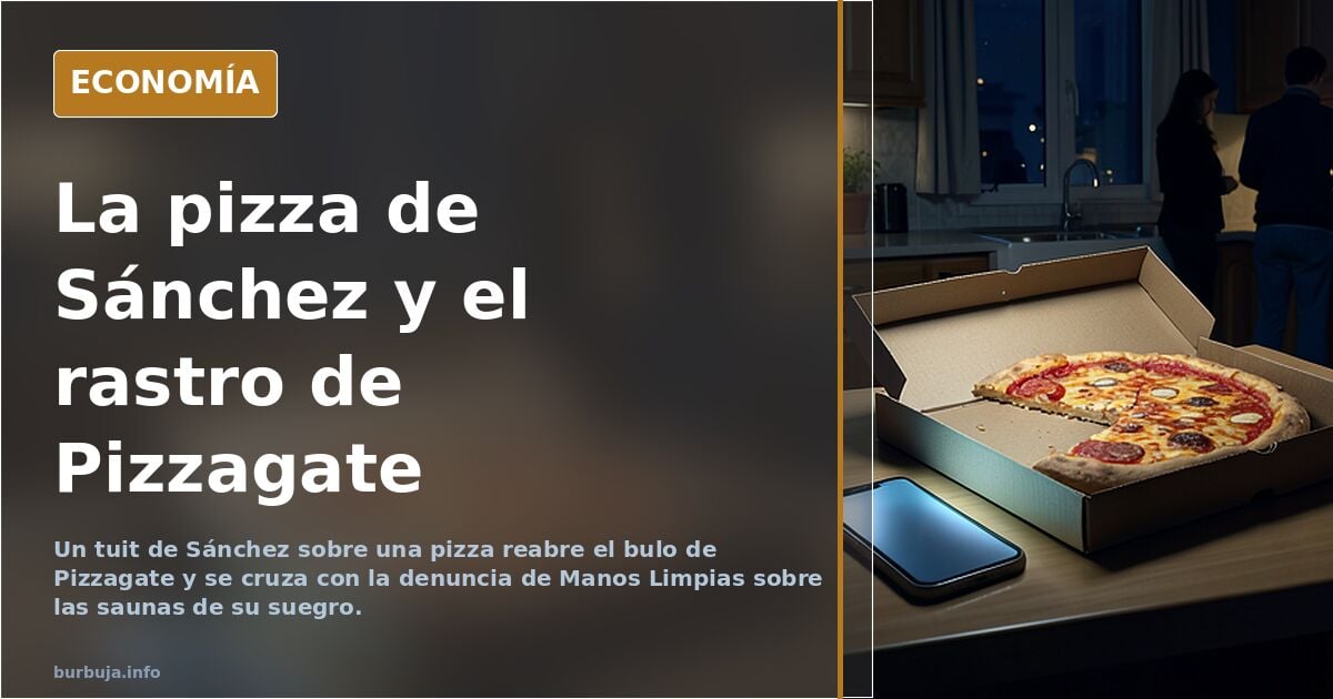 Tuit antiguo de Pedro Sánchez sobre una pizza en el restaurante Luna Rosa, junto a una imagen de archivo del presidente