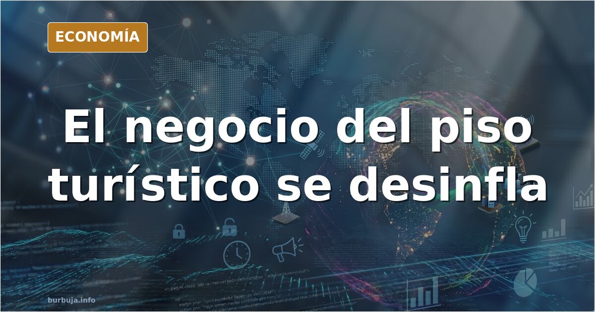 Gráfico de barras descendente sobre la inversión en alquiler turístico en España, con edificios de apartamentos al fondo