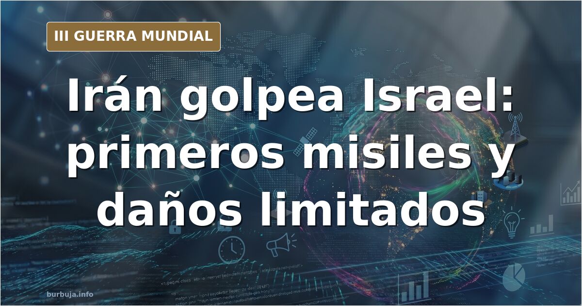 Mapa de Oriente Medio con trayectorias de misiles y zonas de impacto en Israel