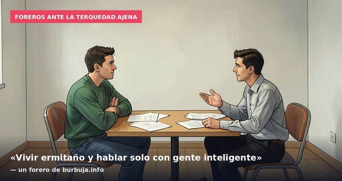 Foreros ante la terquedad ajena: «Vivir ermitaño y hablar solo con gente inteligente» — un forero de burbuja.info