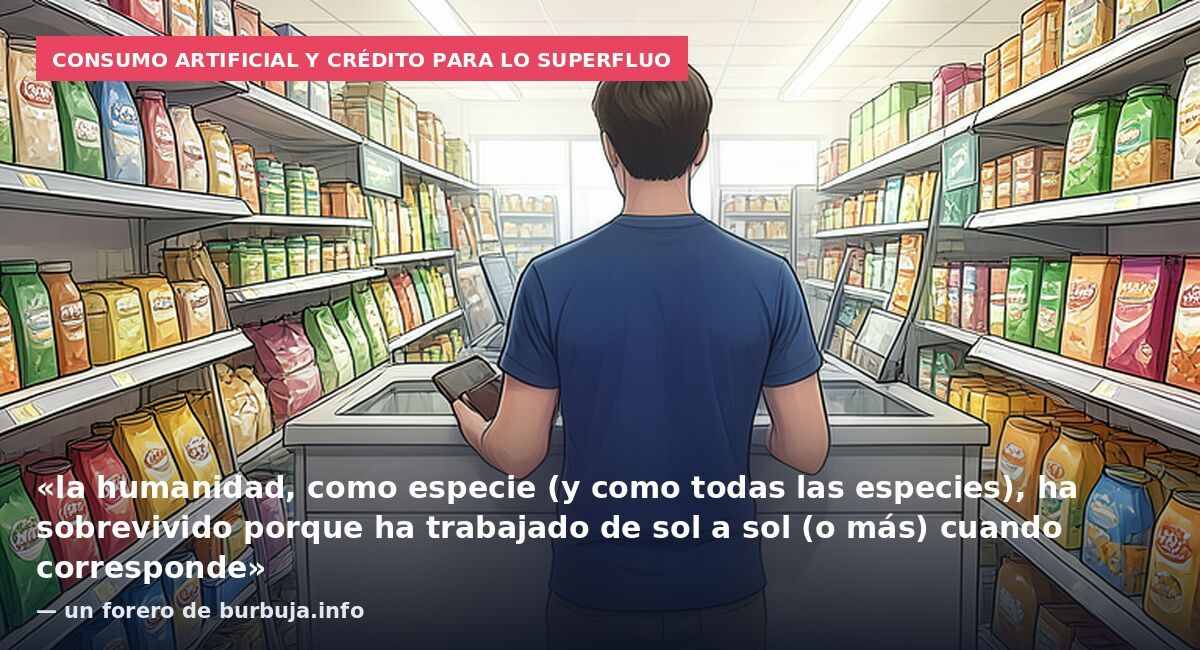 Consumo artificial y crédito para lo superfluo: «la humanidad, como especie (y como todas las especies), ha sobrevivido porque ha trabajado de sol a sol (o más) cuando corresponde» — un forero de burbuja.info