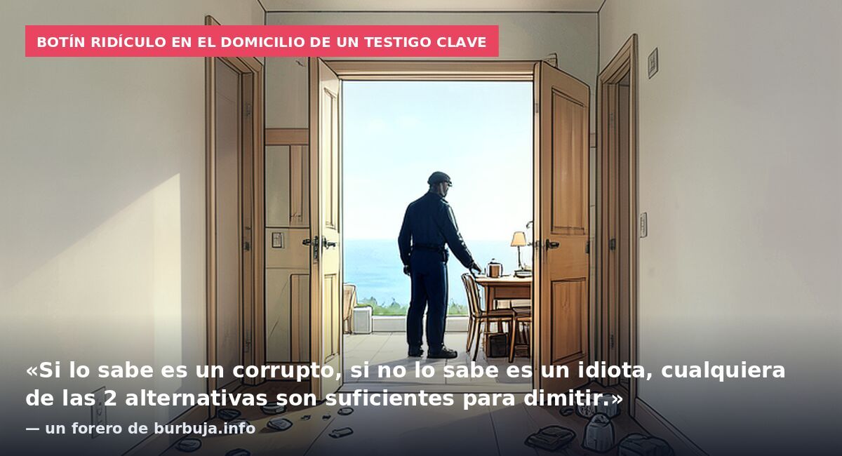 Botín ridículo en el domicilio de un testigo clave: «Si lo sabe es un corrupto, si no lo sabe es un idiota, cualquiera de las 2 alternativas son suficientes para dimitir.» — un forero de burbuja.info