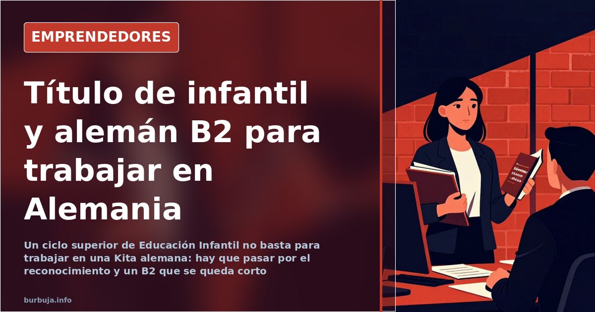 Aula de una escuela infantil en Alemania con material Montessori y una educadora preparando talleres con niños