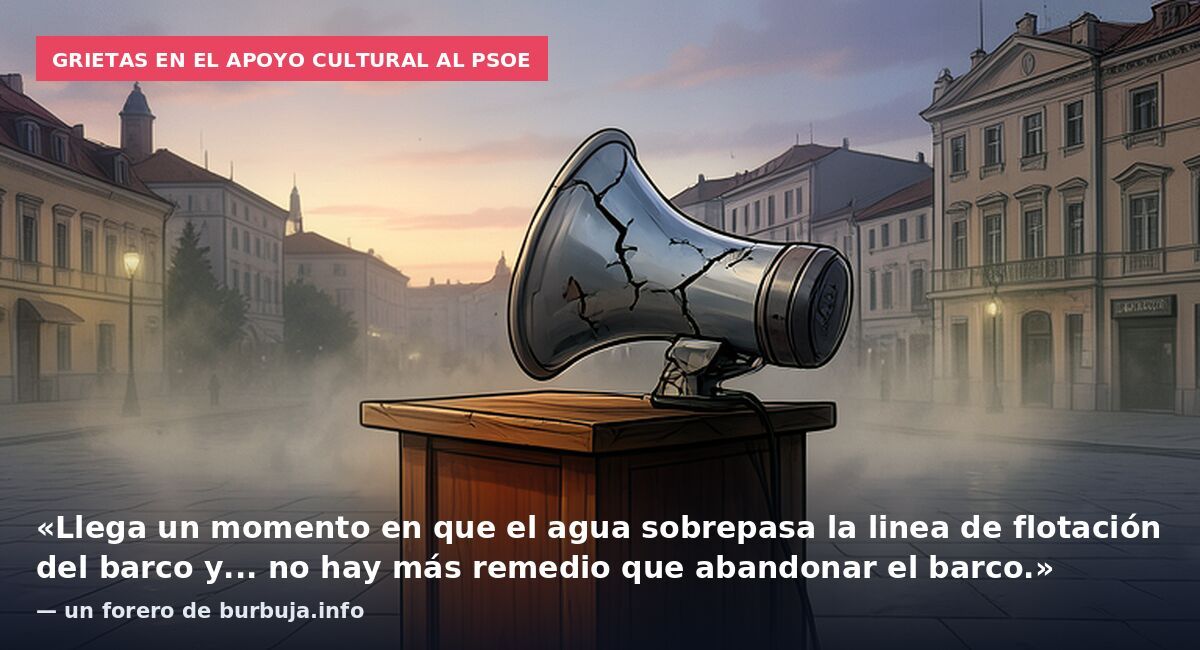 Grietas en el apoyo cultural al PSOE: «Llega un momento en que el agua sobrepasa la linea de flotación del barco y... no hay más remedio que abandonar el barco.» — un forero de burbuja.info