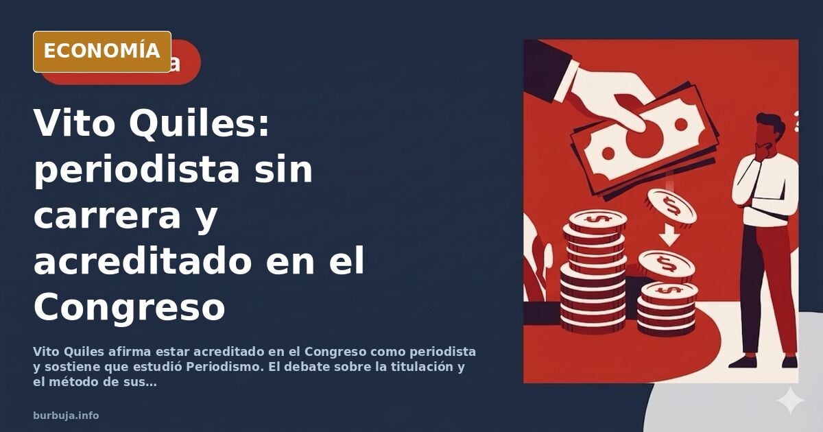Ilustración editorial de un periodista con micrófono frente a un edificio oficial, símbolo del debate sobre la acreditación s