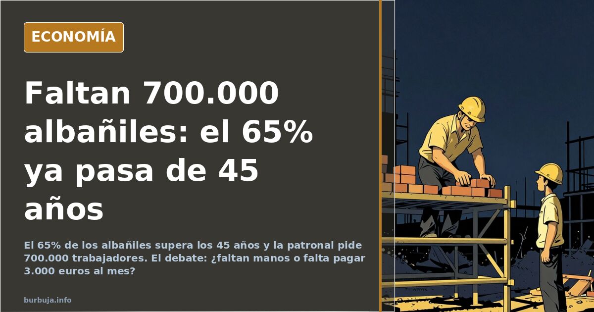 El 65% de los albañiles supera los 45 años y el sector pide 700.000 trabajadores