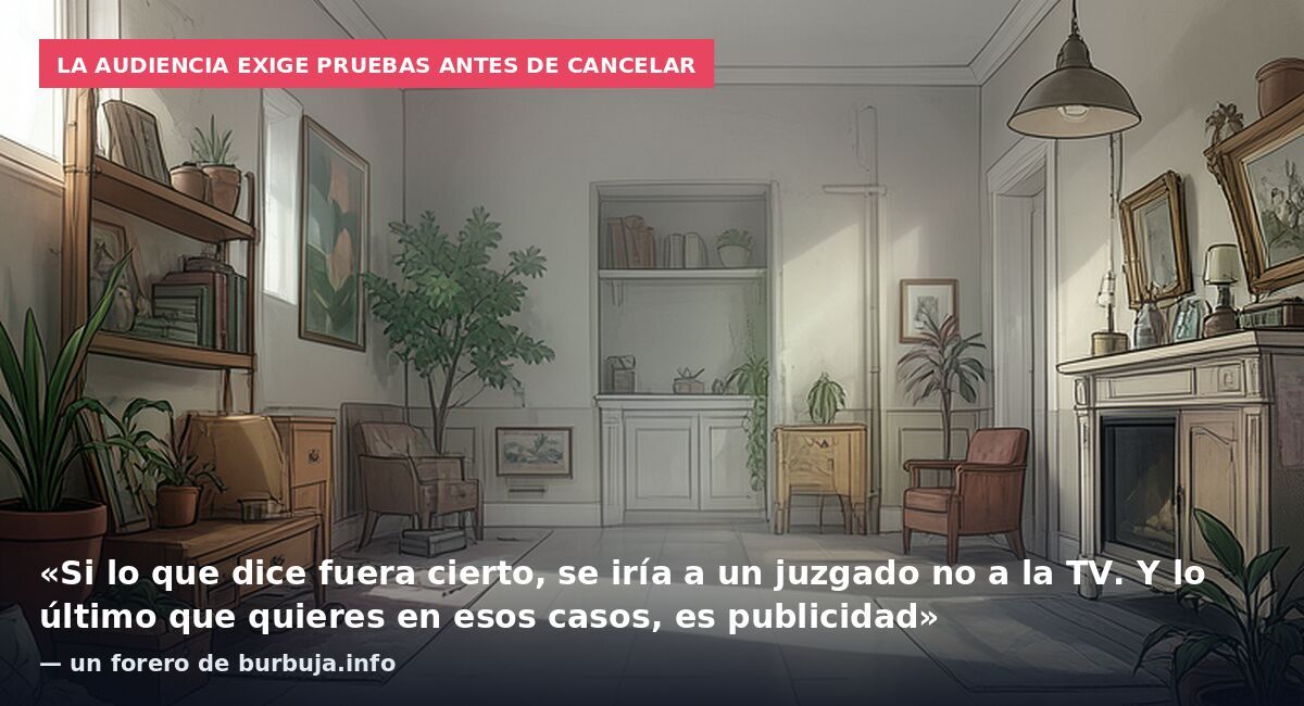 La audiencia exige pruebas antes de cancelar: «Si lo que dice fuera cierto, se iría a un juzgado no a la TV. Y lo último que quieres en esos casos, es publicidad» — un forero de burbuja.info