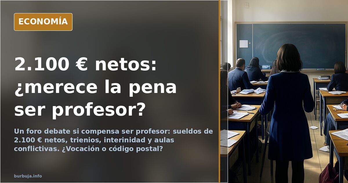 Aula de instituto español con sillas vacías y pizarra, ilustración editorial sobre el sueldo y la carga laboral del profesora