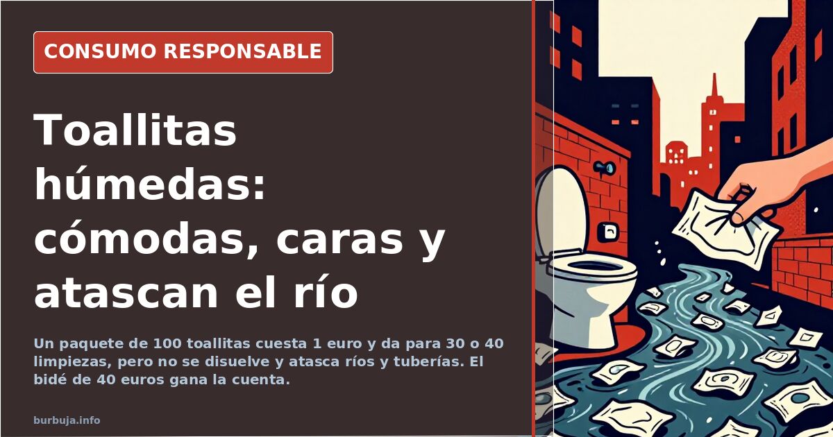 Toallitas húmedas apiladas junto a un rollo de papel higiénico en el borde de un inodoro