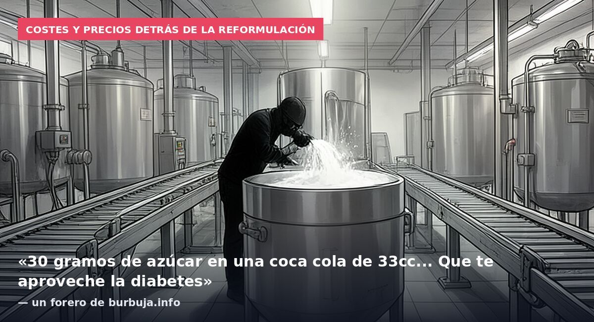 Costes y precios detrás de la reformulación: «30 gramos de azúcar en una coca cola de 33cc... Que te aproveche la diabetes» — un forero de burbuja.info