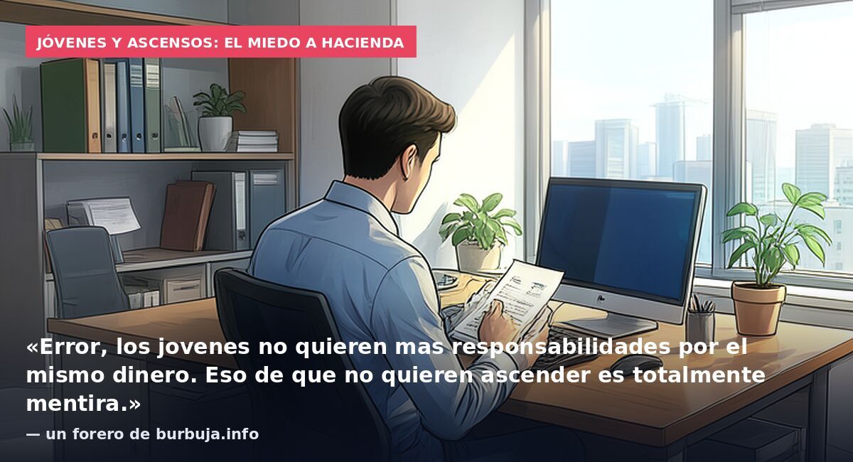 Jóvenes y ascensos: el miedo a Hacienda: «Error, los jovenes no quieren mas responsabilidades por el mismo dinero. Eso de que no quieren ascender es totalmente mentira.» — un forero de burbuja.info