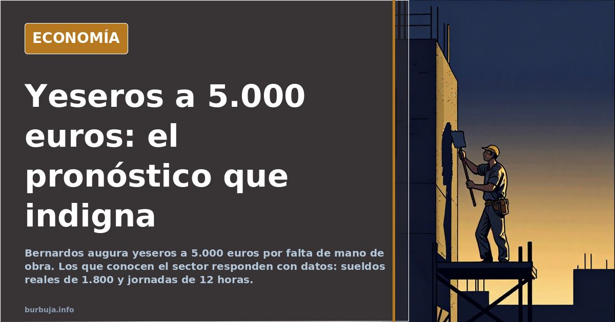 Bernardos augura yeseros a 5.000 euros por falta de mano de obra
