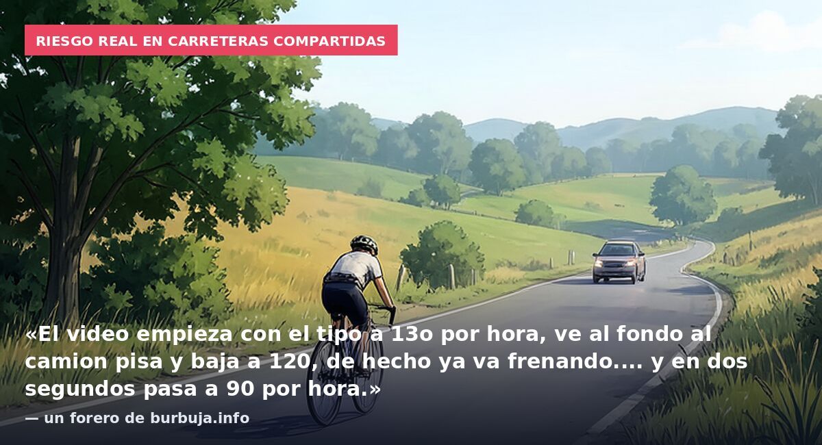 Riesgo real en carreteras compartidas: «El video empieza con el tipo a 13o por hora, ve al fondo al camion pisa y baja a 120, de hecho ya va frenando.... y en dos segundos pasa a 90 por hora.» — un forero de burbuja.info