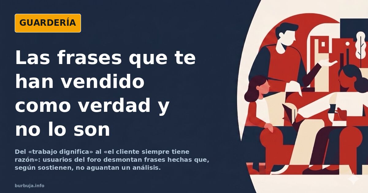 Ilustración de varias frases hechas españolas tachadas con una cruz roja sobre fondo de pizarra, simbolizando refranes desmen
