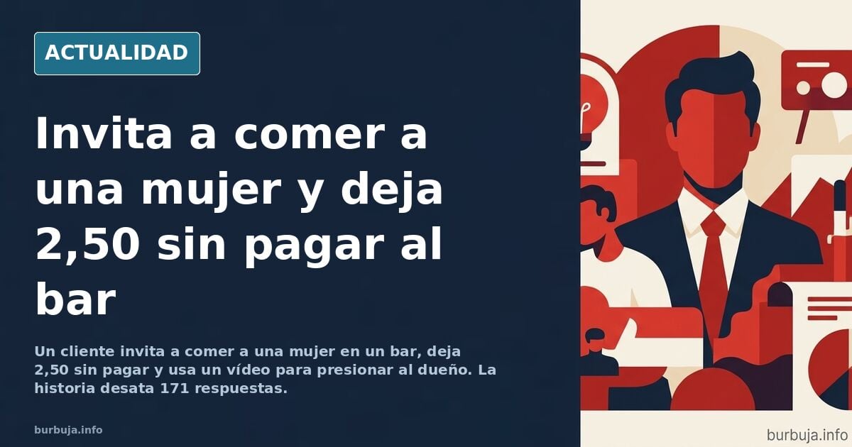 Terraza de bar con mesas vacías y un cliente de espaldas sosteniendo un teléfono móvil junto a una silla ocupada