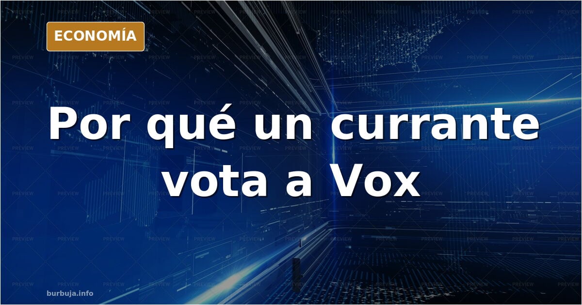 Ilustración editorial de un trabajador con mono azul depositando una papeleta en una urna, con un casco de obra al fondo