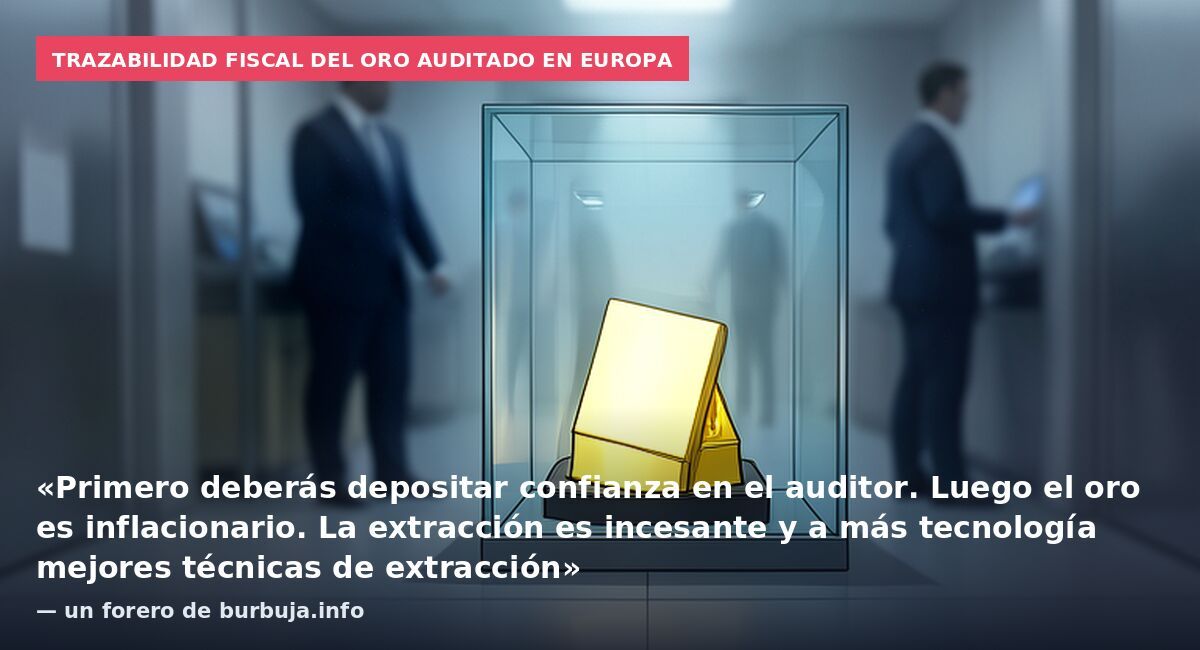 Trazabilidad fiscal del oro auditado en Europa: «Primero deberás depositar confianza en el auditor. Luego el oro es inflacionario. La extracción es incesante y a más tecnología mejores técnicas de extracción» — un forero de burbuja.info
