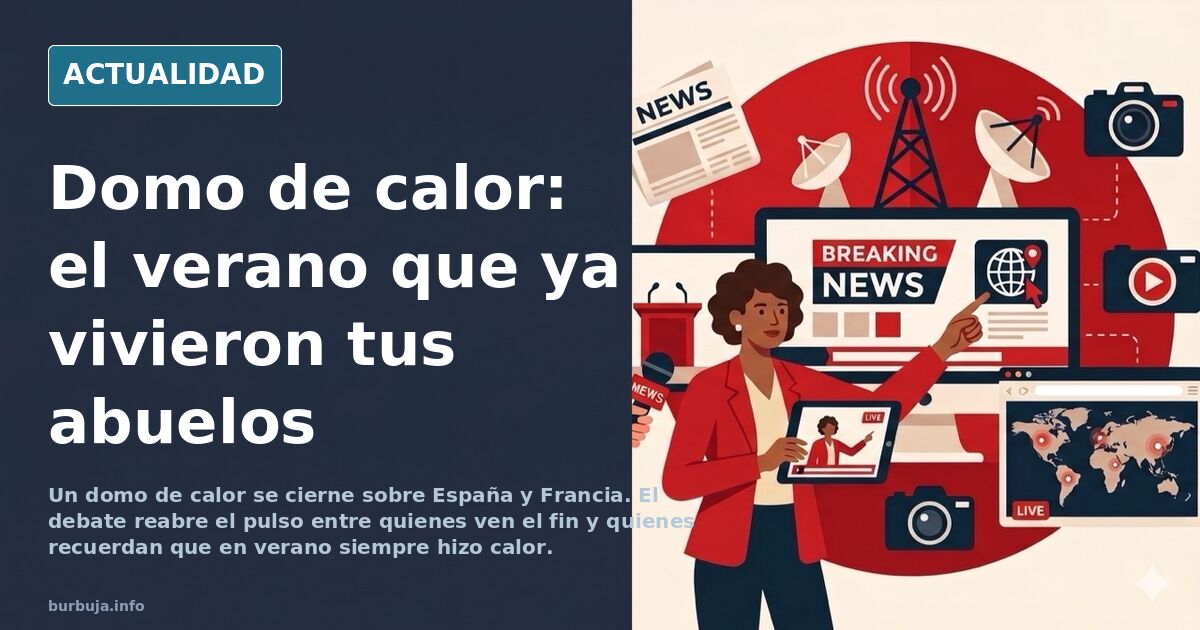 Personas caminando bajo un sol intenso en una calle española durante una ola de calor, con termómetros marcando temperaturas 