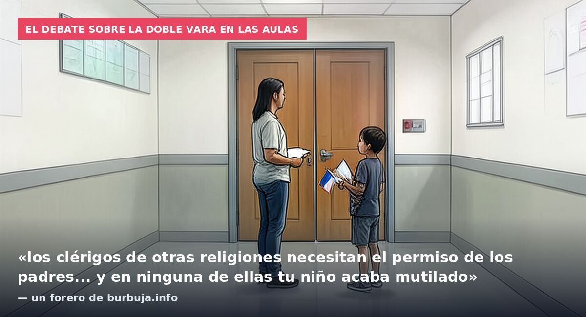 El debate sobre la doble vara en las aulas: «los clérigos de otras religiones necesitan el permiso de los padres... y en ninguna de ellas tu niño acaba mutilado» — un forero de burbuja.info