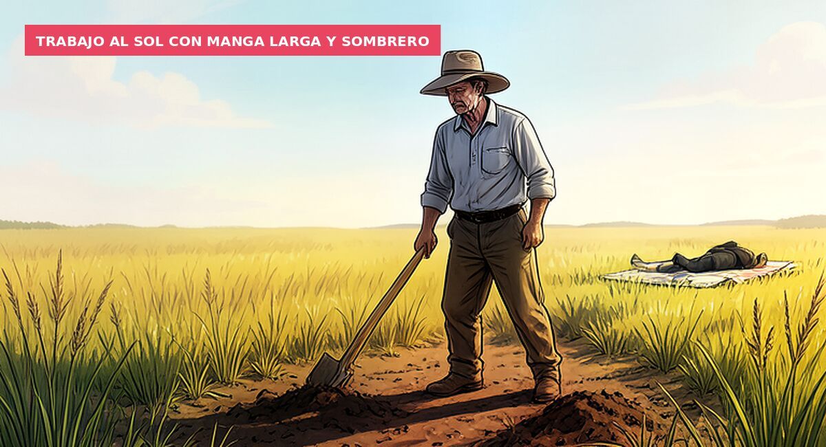 Trabajo al sol con manga larga y sombrero
