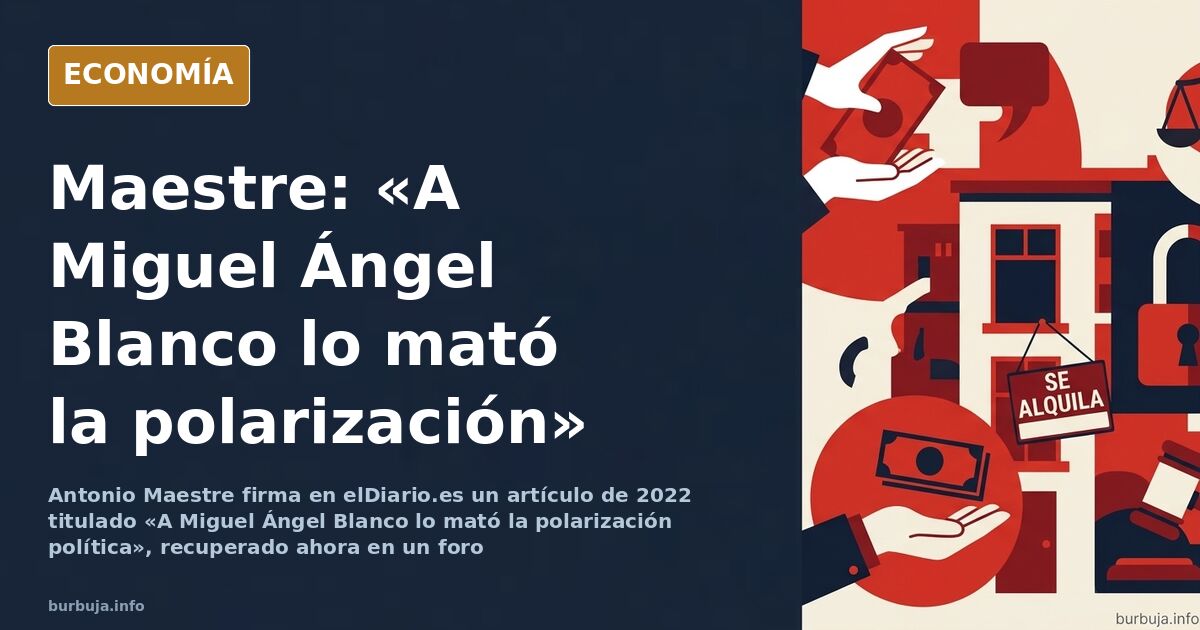 Ilustración editorial de un periódico abierto con el titular sobre Miguel Ángel Blanco y la polarización política