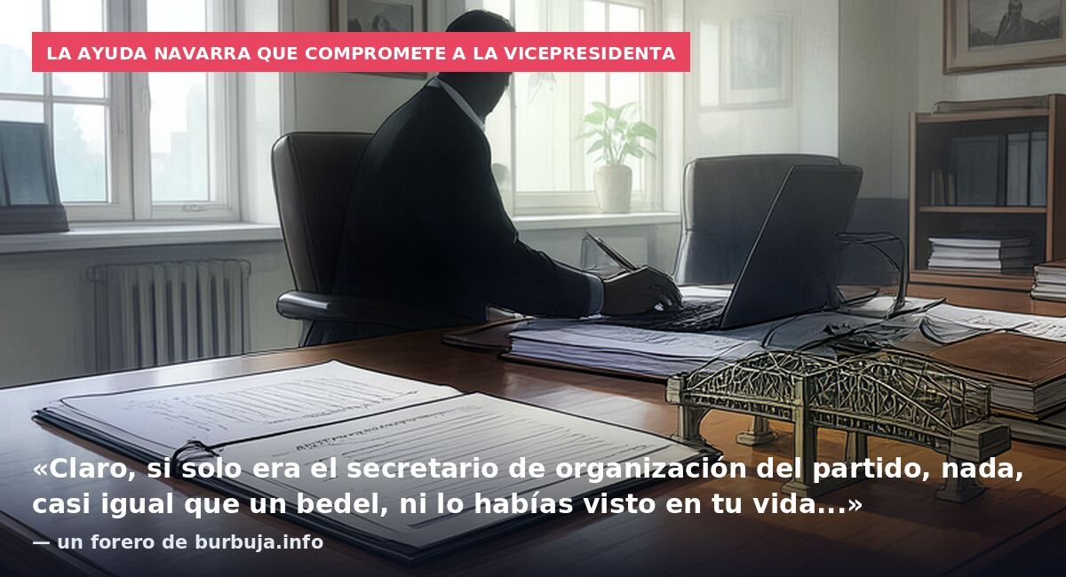 La ayuda navarra que compromete a la vicepresidenta: «Claro, si solo era el secretario de organización del partido, nada, casi igual que un bedel, ni lo habías visto en tu vida...» — un forero de burbuja.info