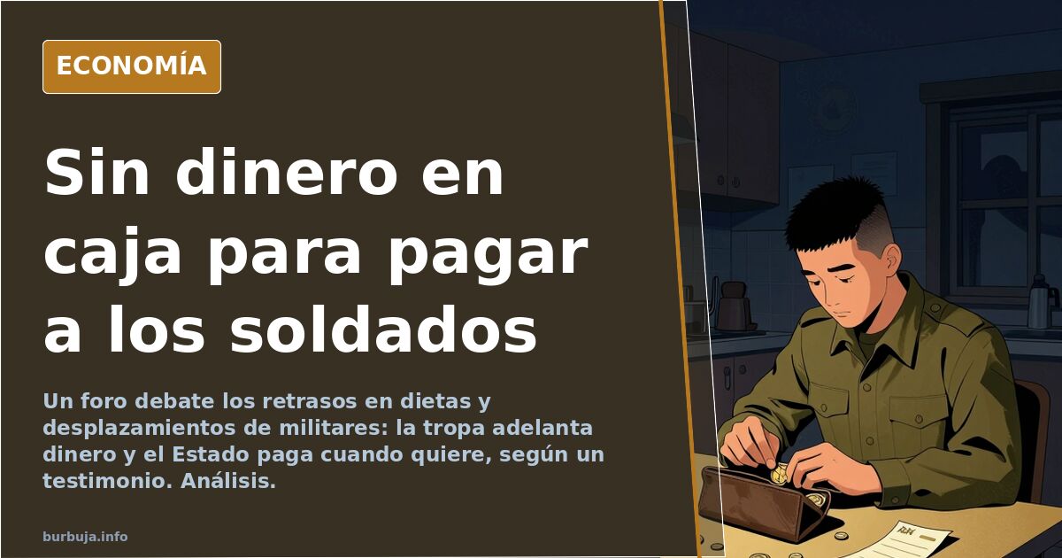 Ilustración editorial de un cohete a punto de explotar sobre una caja fuerte vacía con uniformes militares al fondo