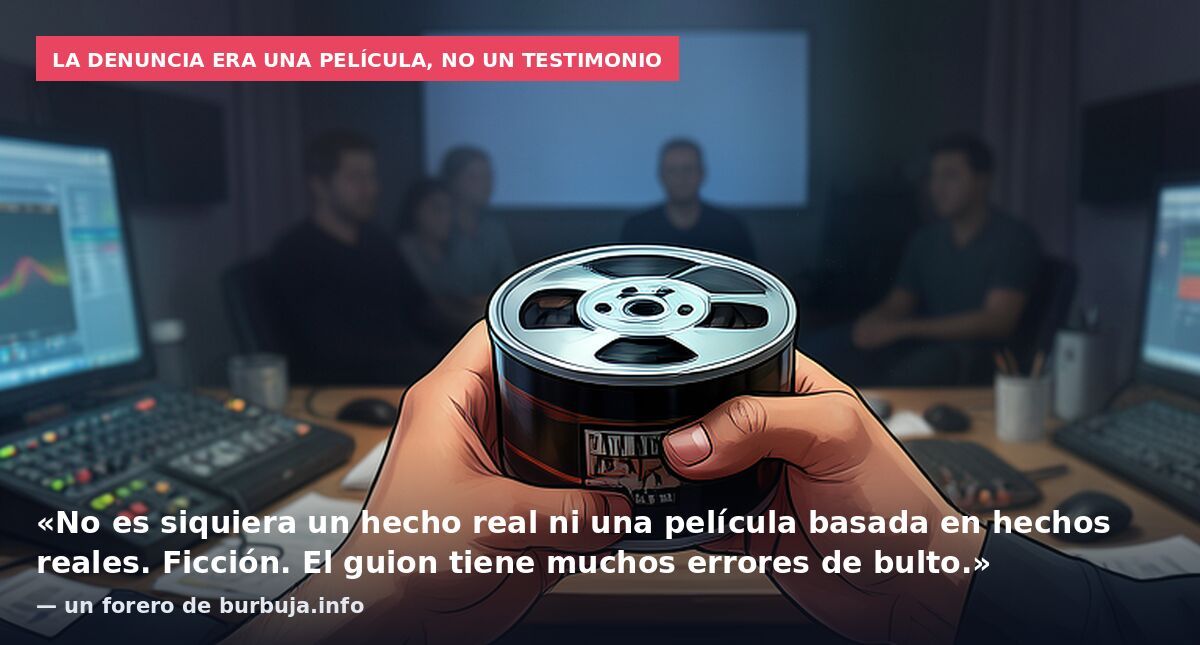 La denuncia era una película, no un testimonio: «No es siquiera un hecho real ni una película basada en hechos reales. Ficción. El guion tiene muchos errores de bulto.» — un forero de burbuja.info
