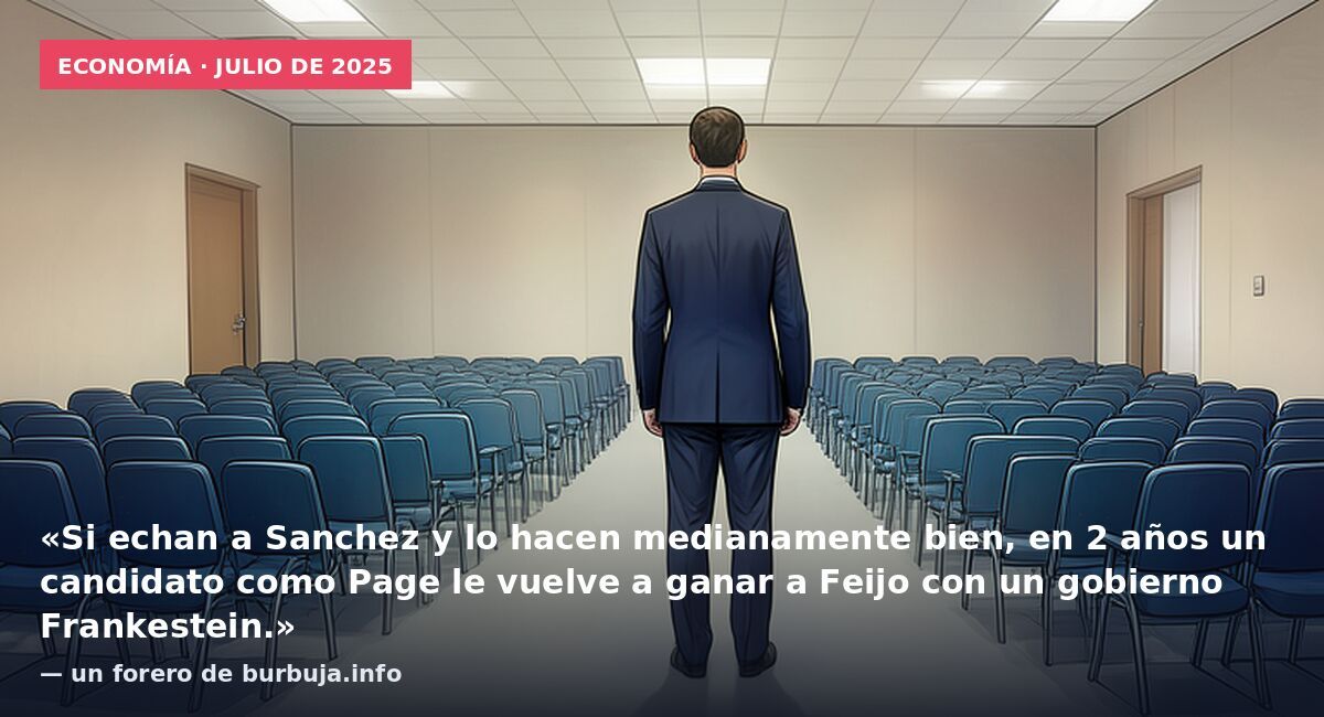 Economía · julio de 2025: «Si echan a Sanchez y lo hacen medianamente bien, en 2 años un candidato como Page le vuelve a ganar a Feijo con un gobierno Frankestein.» — un forero de burbuja.info