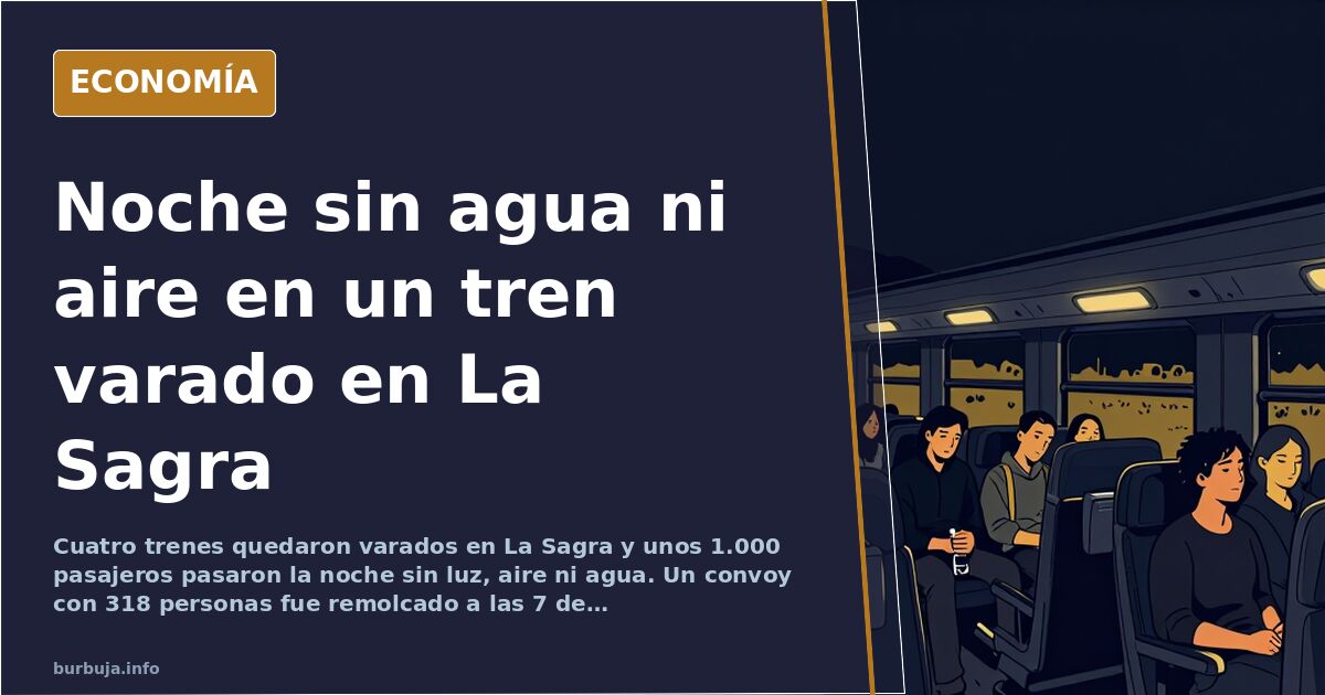Tren de alta velocidad varado en la comarca de La Sagra durante la noche, con pasajeros asomados a las ventanillas