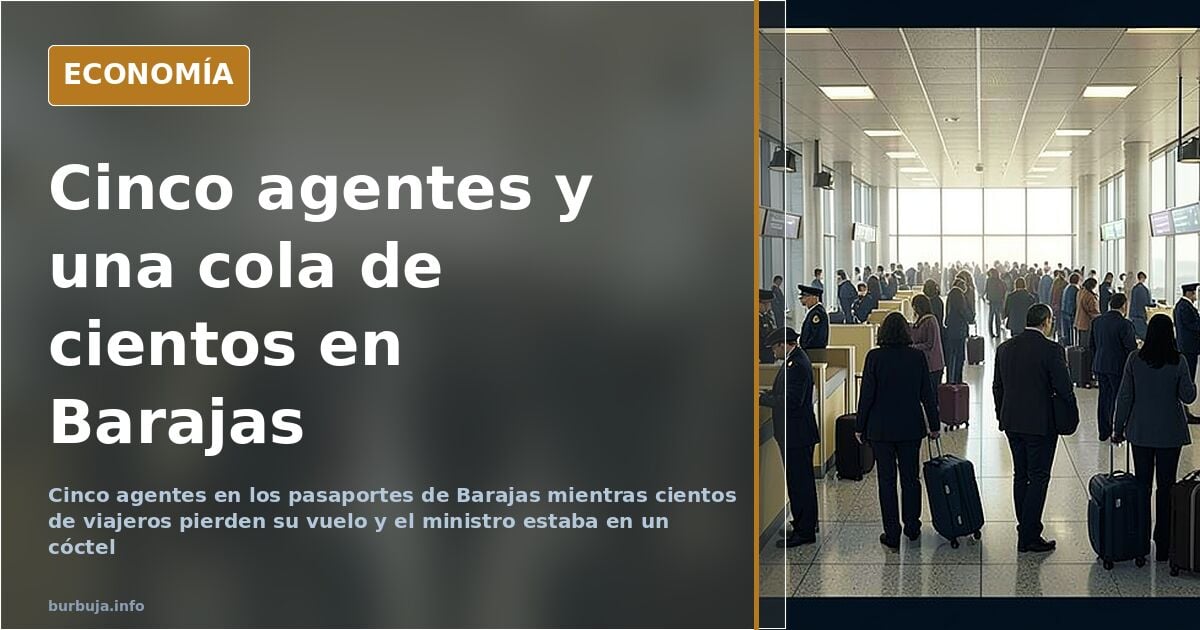 Cola de viajeros en el control de pasaportes del aeropuerto de Barajas durante el colapso de julio