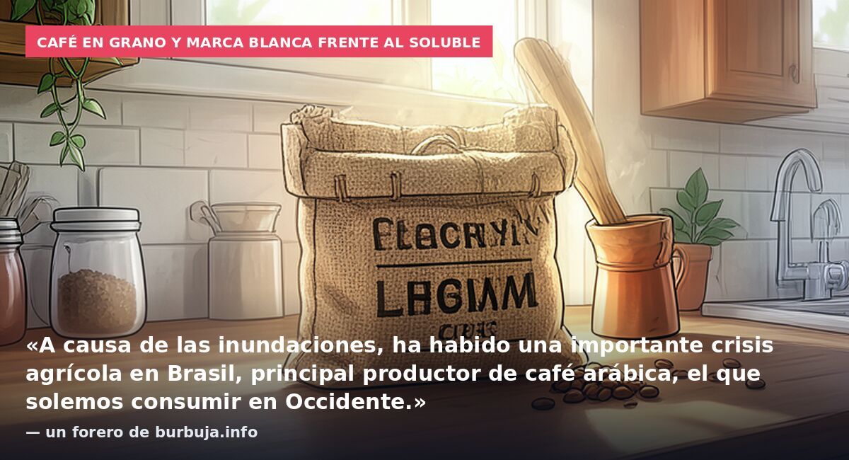 Café en grano y marca blanca frente al soluble: «A causa de las inundaciones, ha habido una importante crisis agrícola en Brasil, principal productor de café arábica, el que solemos consumir en Occidente.» — un forero de burbuja.info