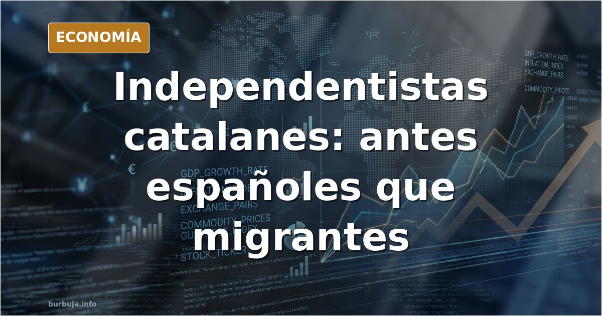 Ilustración editorial de un mapa de Cataluña con gráficos demográficos y siluetas de personas representando el cambio poblaci
