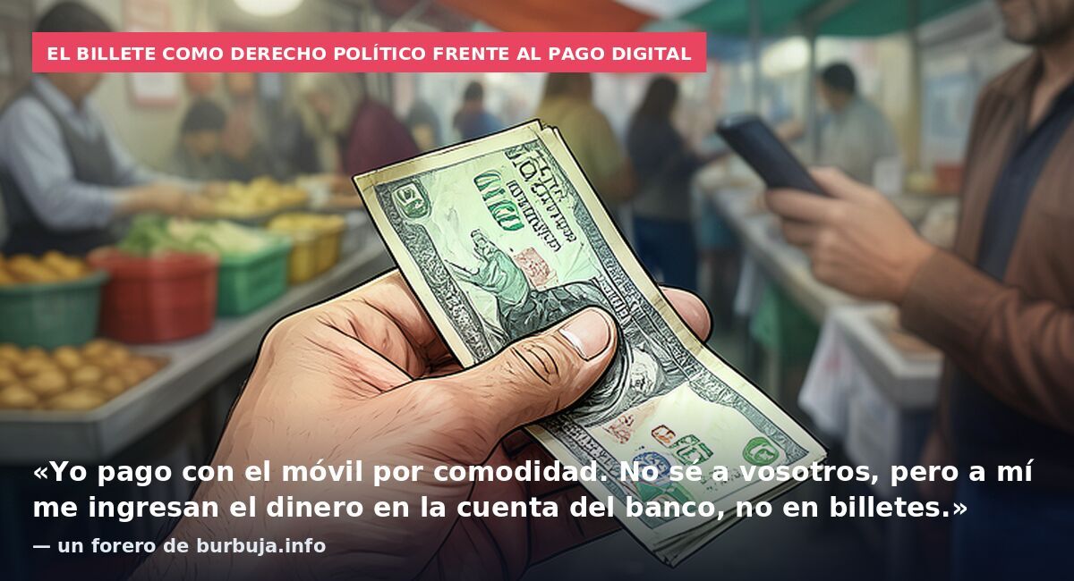 El billete como derecho político frente al pago digital: «Yo pago con el móvil por comodidad. No sé a vosotros, pero a mí me ingresan el dinero en la cuenta del banco, no en billetes.» — un forero de burbuja.info