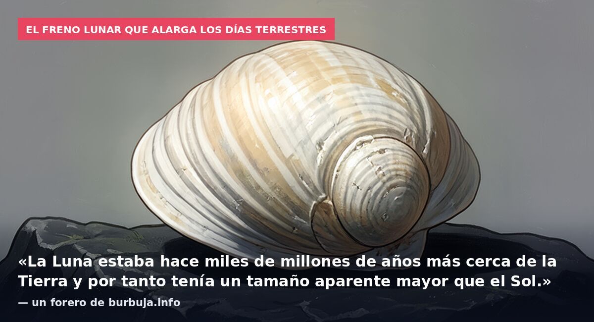 El freno lunar que alarga los días terrestres: «La Luna estaba hace miles de millones de años más cerca de la Tierra y por tanto tenía un tamaño aparente mayor que el Sol.» — un forero de burbuja.info
