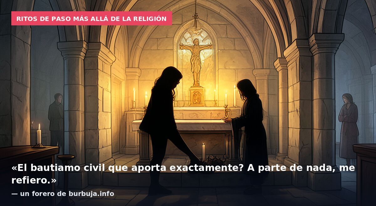 Ritos de paso más allá de la religión: «El bautiamo civil que aporta exactamente? A parte de nada, me refiero.» — un forero de burbuja.info