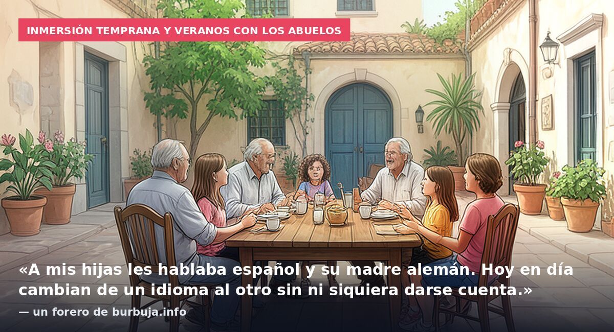 Inmersión temprana y veranos con los abuelos: «A mis hijas les hablaba español y su madre alemán. Hoy en día cambian de un idioma al otro sin ni siquiera darse cuenta.» — un forero de burbuja.info