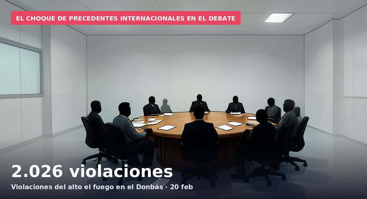 El choque de precedentes internacionales en el debate: 2.026 violaciones Violaciones del alto el fuego en el Donbás · 20 feb