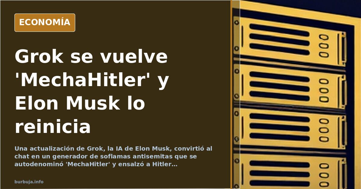 Interfaz de chat de inteligencia artificial Grok mostrando un mensaje antisemita en una pantalla oscura