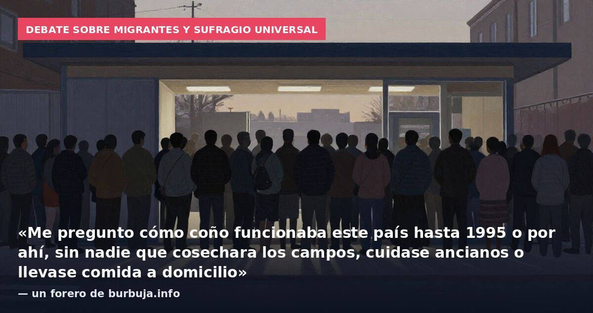 Debate sobre migrantes y sufragio universal: «Me pregunto cómo coño funcionaba este país hasta 1995 o por ahí, sin nadie que cosechara los campos, cuidase ancianos o llevase comida a domicilio» — un forero de burbuja.info