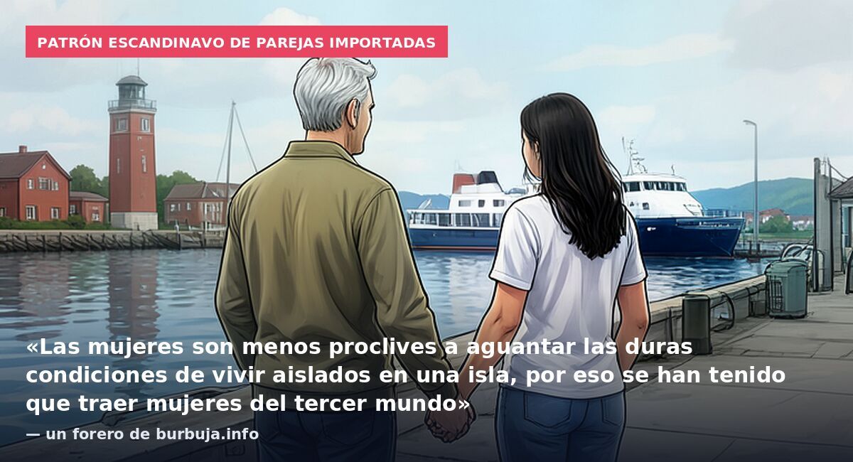 Patrón escandinavo de parejas importadas: «Las mujeres son menos proclives a aguantar las duras condiciones de vivir aislados en una isla, por eso se han tenido que traer mujeres del tercer mundo» — un forero de burbuja.info