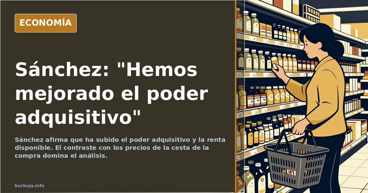 Ilustración editorial de un carrito de la compra con tickets y gráficos de inflación sobre fondo azul marino