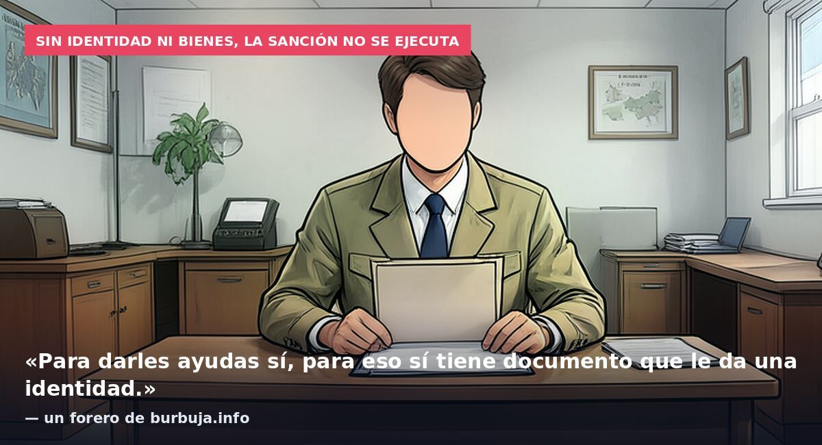Sin identidad ni bienes, la sanción no se ejecuta: «Para darles ayudas sí, para eso sí tiene documento que le da una identidad.» — un forero de burbuja.info