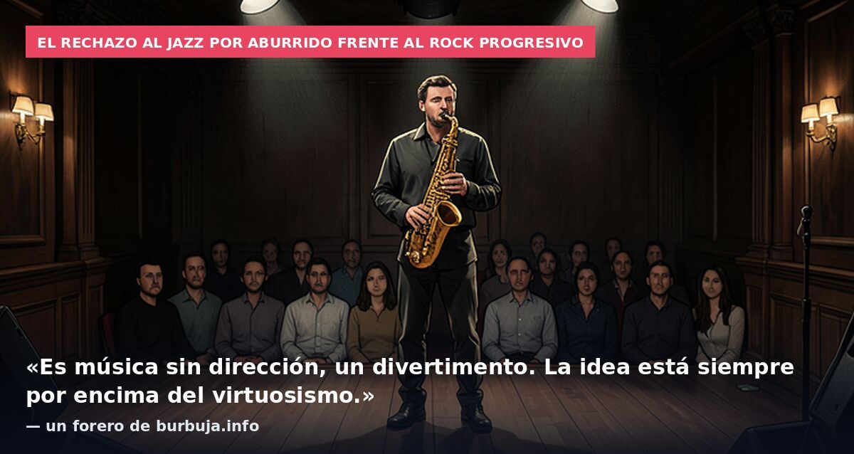 El rechazo al jazz por aburrido frente al rock progresivo: «Es música sin dirección, un divertimento. La idea está siempre por encima del virtuosismo.» — un forero de burbuja.info