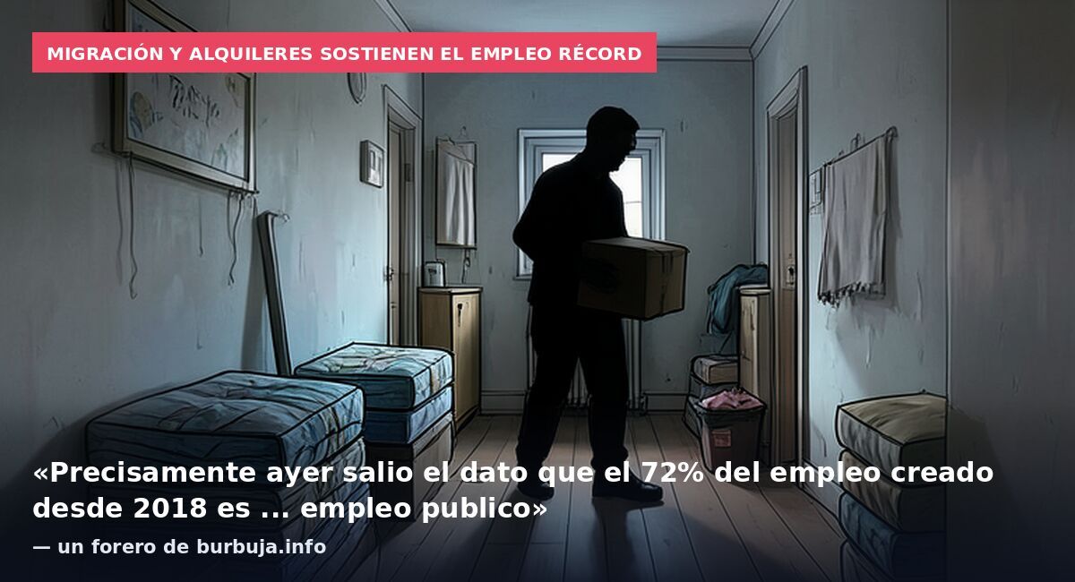 Migración y alquileres sostienen el empleo récord: «Precisamente ayer salio el dato que el 72% del empleo creado desde 2018 es ... empleo publico» — un forero de burbuja.info
