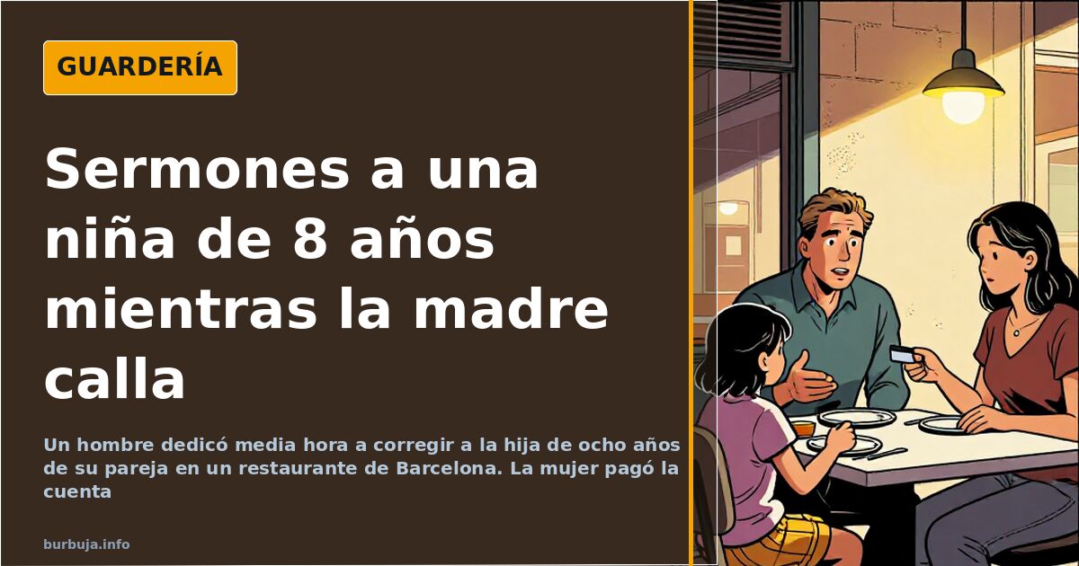 Ilustración de un hombre ante una niña callada y su madre en una mesa de restaurante